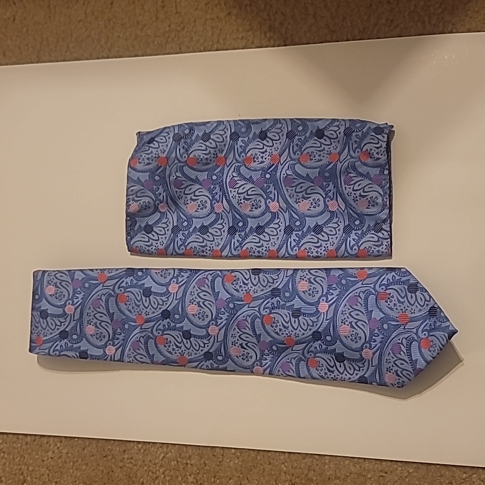 Verses houte couture thick woven silk tie with pocket square - Picture 2 of 4